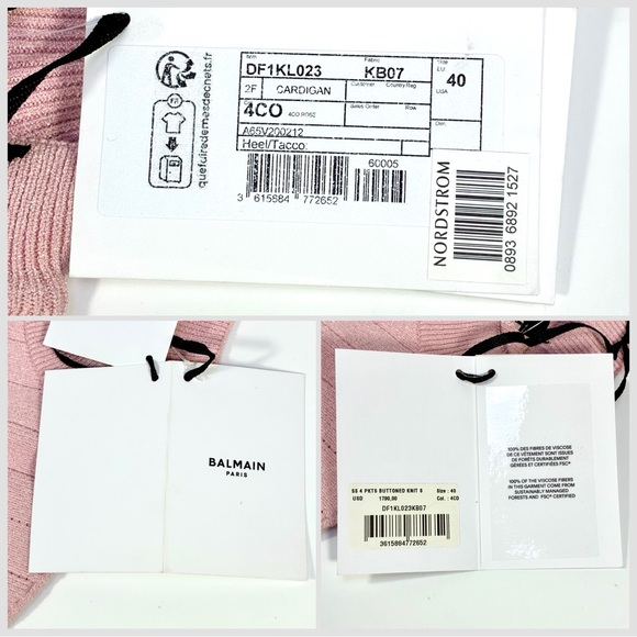 Balmain Knitted Four Pocket Short Sleeve Cardigan FR 40 US 8 Pink NWT - Picture 6 of 17